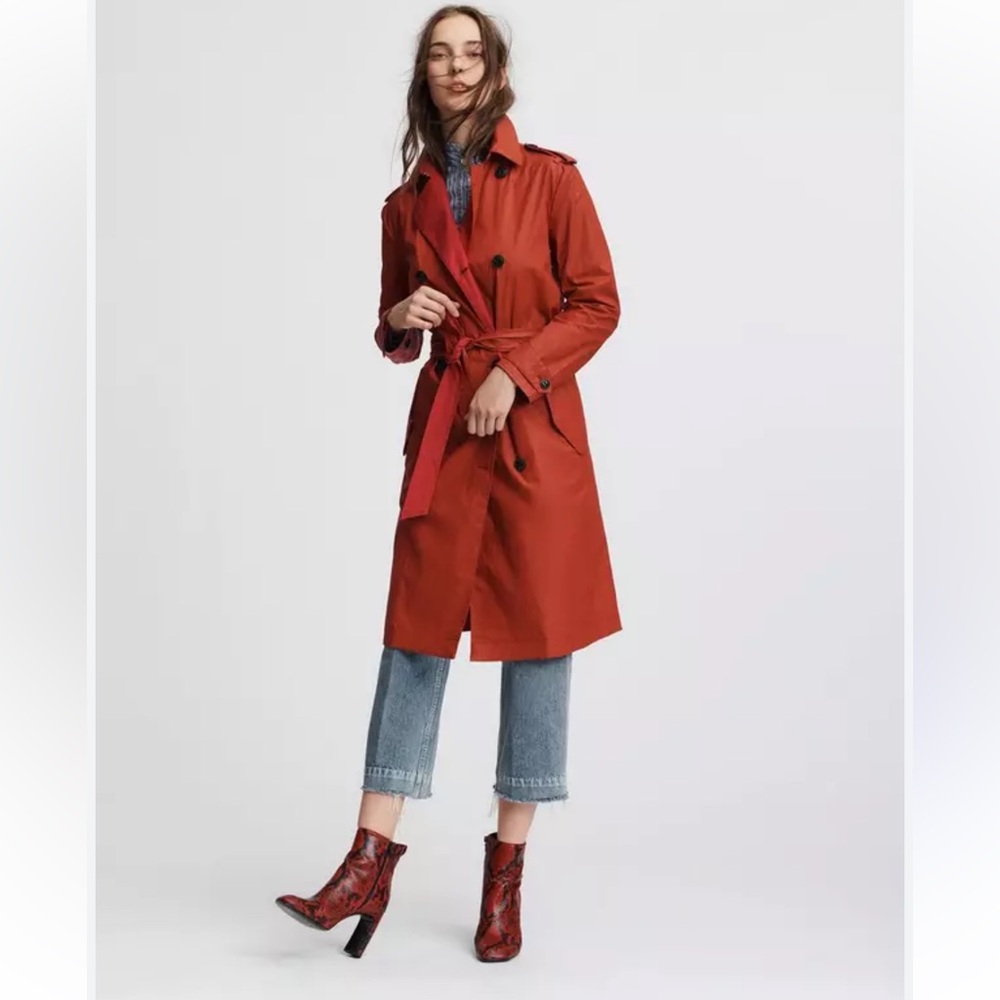 Rag & Bone Rufus Coat Red Trench Coat Size Small Women’s